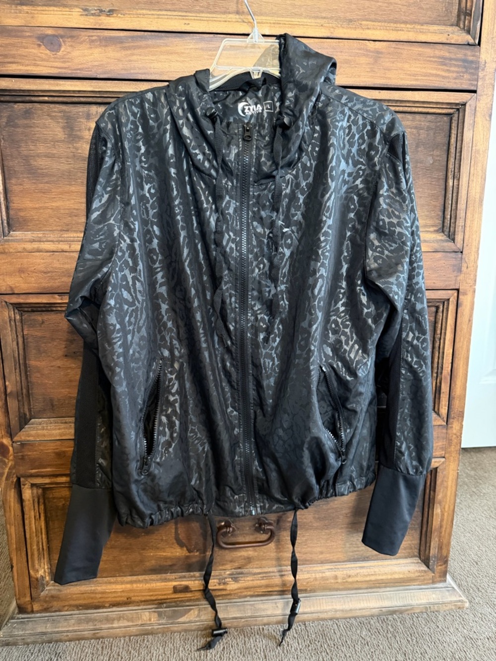 Zyia Black leopard Print Lightweight Hooded Jacket